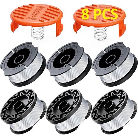 Eventronic 8 Pack Bobine Fil Coupe Bordure Compatible avec Black et Decker Coupe Bordures, A6481 A6485 1.65mm Bobine de Fil Debroussailleuse(6 Fil Coupe Bordure,2 Couvercle,2 Ressort) (1/5)
