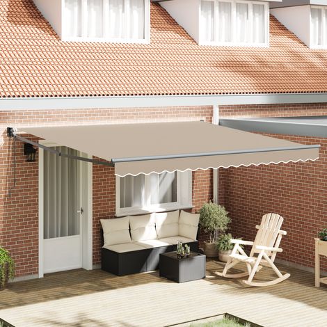Retractable Awning Beige 400 x 300 cm Polyester and Metal vidaXL (1/5)