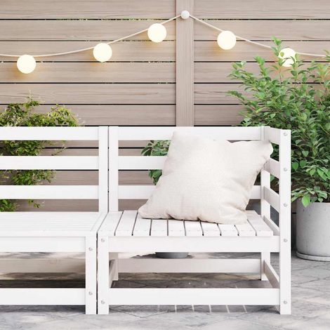 Garten-Ecksofa Weiß Massivholz Kiefer