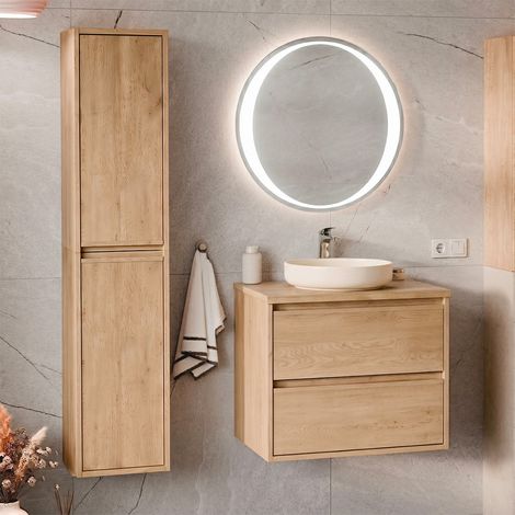 Ensemble meuble simple vasque 60cm et colonne Edmé Bois (1/5)