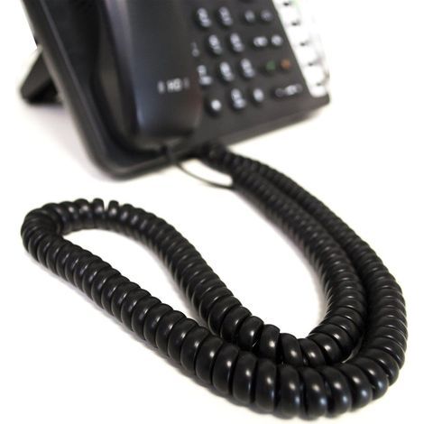 RJ10 Coiled Cable, Black Telephone Cord 4m, 4P4C Connector for Handset and Base (1/5)