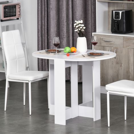 Mesa de comedor plegable con dos tableros abatibles, mesa de comedor de madera extensible para cocina y sala de estar, ahorra espacio, 104x76x73,7 cm, blanca
