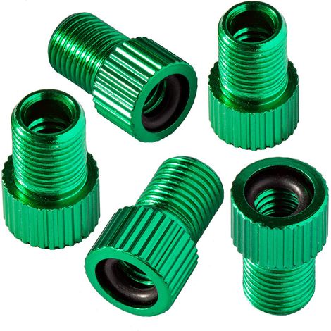 Adaptateur pour pompe à vélo - Valve Presta vers Schrader - Passe des valves françaises/britanniques aux valves américaines - Gonfle les pneus avec une pompe standard ou un compresseur d'air (Vert) (1/5)