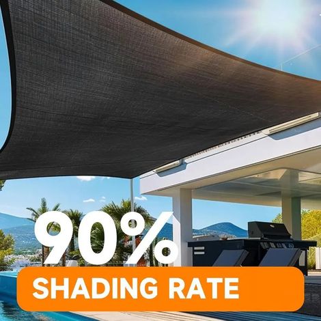 Filet d'ombrage noir pour tonnelle extérieure — Protection solaire pour piscines, garages et cours — Maille d'ombrage haute densité et extra-épaisse(34m) (1/4)