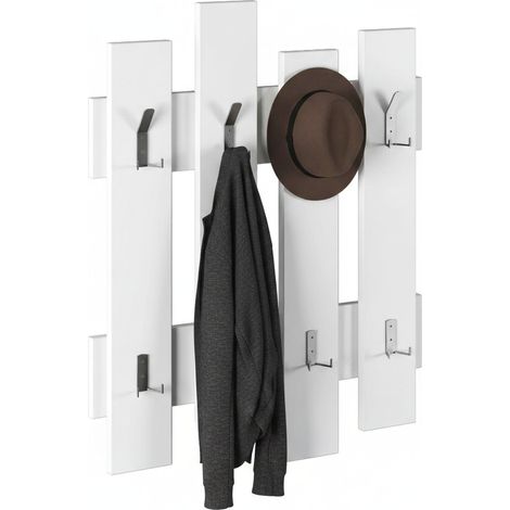 Dmora - Perchero Zenith, Perchas, Percha multiusos, Perchero de pared, 64x4h79 cm, Blanco, con embalaje reforzado