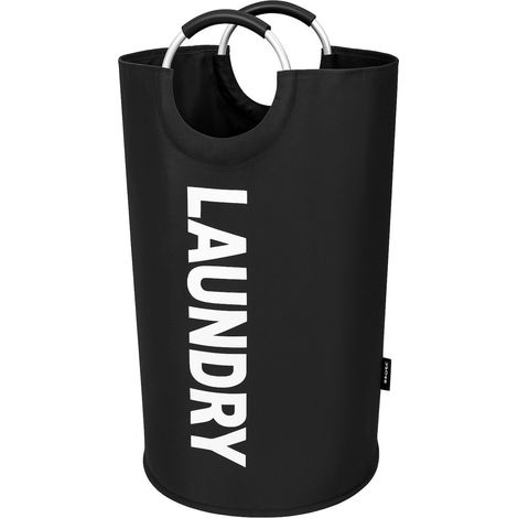 Panier à linge - Sac à linge - 115 L - Panier à linge - Trieur de linge - 43 x 79 cm - Sac à linge pliable - Boîte à linge portable - Noir (1/5)