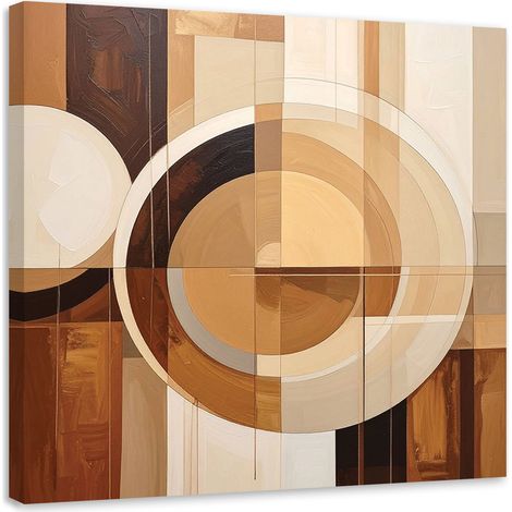 Quadro su tela, Forme geometriche astratte in beige, 20x20 (1/5)