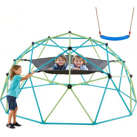 VEVOR Dome deEscalade Geometrique 305 cm, Cage a Grimper avec Balancoire et Hamac, Cage a Ecureuil Solide avec Capacite de Charge de 453 kg, Aire de Jeux deExterieur pour Garcons et Filles 3-10 ans (1/5)
