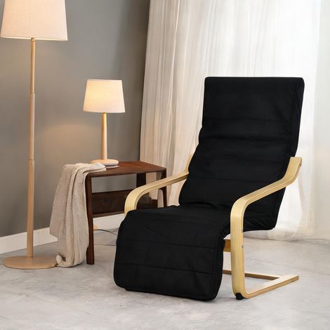 Fauteuil relax coloris noir en polyester 66,5 x 94 x 100 cm (1/5)