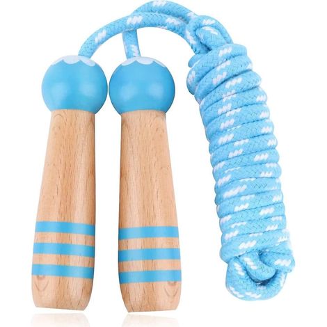 bleu-corde Sauter Pour Enfants Avec Poigne En Bois Dcore Dun Motif De Dessin Anim Corde Rglable Pour Garons Et Filles Pour Sport 2.6m Cadeau De F (1/5)