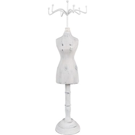 Porte-Bijoux Présentoir Support pour Bijoux en Bois et Fer Blanc 12 x 12 x 39 cm - PANGIVO