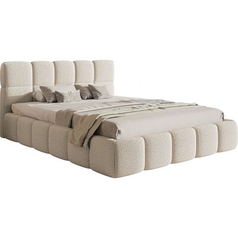 Selsey Cloudy – Polsterbett 120x200 cm, Bouclé Hellbeige