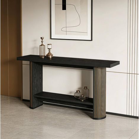 Konsolentisch schwarz aus Holz mit modernem, platzsparendem Design (1/5)