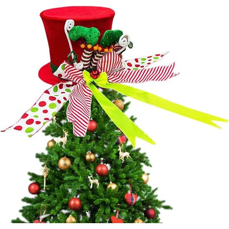 Christmas Tree Topper Hat Festive Tree Top Ornaments Christmas Fireplace Decorations Christmas Tree Hat Ornament Ideas Christmas Tree Topper Decoration Tree Toppers for Kitchen (1/5)