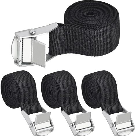 4-teiliges Zurrgurt-Set, 100 x 2,5 cm, schwarz, mit Klemme (1/5)