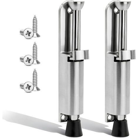 2 Pieces Door Stoppers with Adjustable Foot Control, Zinc Alloy Floor Door Block, Door Stopper, Floor Door Stop for Indoor and Outdoor (Silver) (1/5)