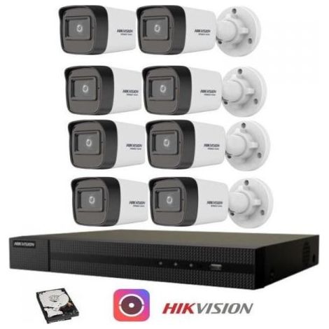 Kit Videosorveglianza Hikvision NVR poe 8 Canali telecamere bullet 2 megapixel 500gB