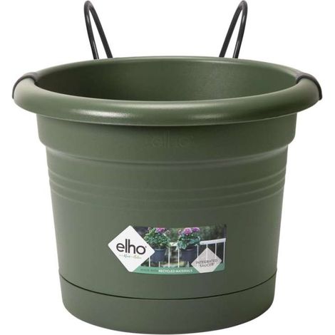 Elho Balconiere Green Basics - Vaso con Supporto per Ringhiere Verde (1/5)