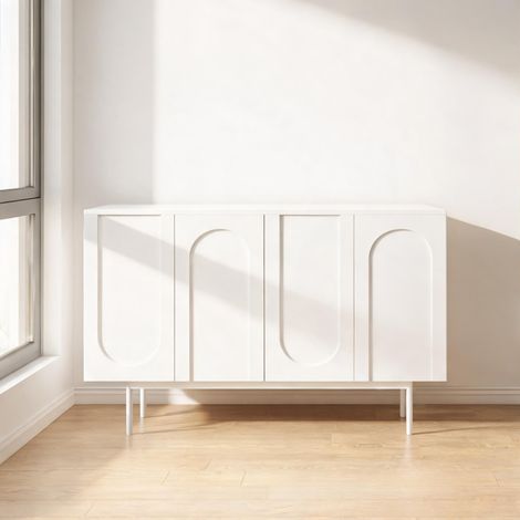 Buffet coloris blanc en MDF 140 x 42 x 80 cm (1/5)