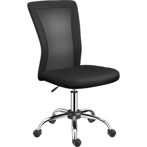 Chaise de bureau noire en maille sans accoudoirs capacité 100 kg pivotante 90-100 cm ergonomique compacte bureau (1/5)