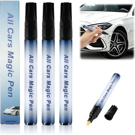 Lot de 3 stylos de retouche de peinture pour voiture - Pour rayures et dégâts de peinture - Élimination des rayures magiques pour la réparation des éclats de pierre (1/5)