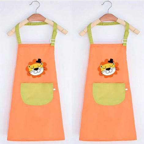 Delantal infantil de dibujo de 2 piezas，Conjunto de delantal，Delantal de cocina ajustable，Delantal impermeable，Ideal para dibujar，60 x 45 cm (1/5)