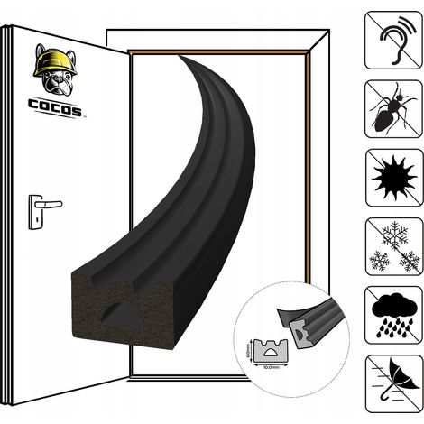 Guarnizione autoadesiva per porte e finestre E 10X6mm NERO (1/5)