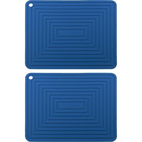 Dessous de plat en silicone pour plats chauds/manique résistante à la chaleur, antidérapant, épais et flexible, pour table de cuisine (bleu) (1/5)