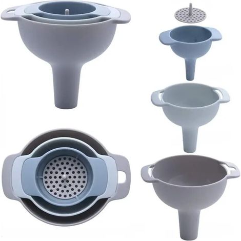 Filtro-Embudo - Plástico Alimentario Sin BPA - Para Aceite Vino Agua Especias - 4 Piezas (1/5)