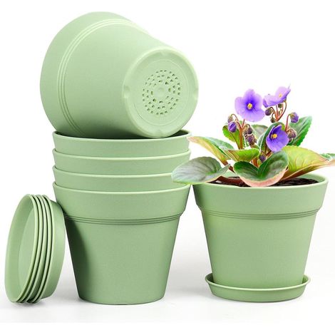 Blumentopf Untersetzer Ablauflöcher 6er Set Grün 6IN (1/5)