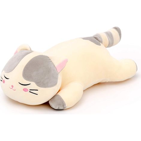 Coussin moelleux en peluche, jouet cadeau pour enfants, chat gris 45 cm, oreiller doux et décoratif (1/5)