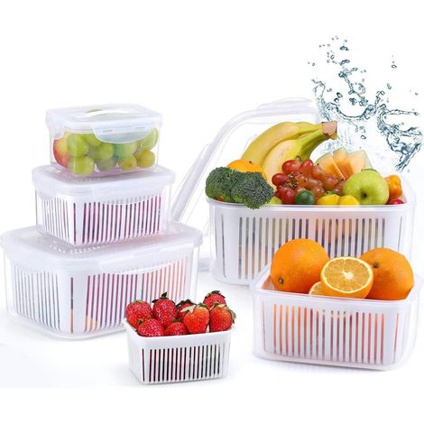 Frischhaltedosen Obst Gemüse Deckel Sieb 5er Set BPAfrei Weiß 5 Set (1/5)