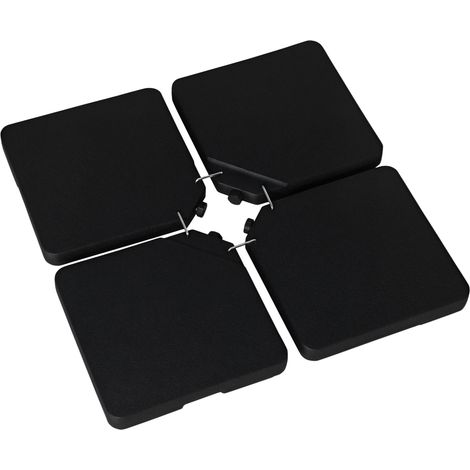 Lestages pour parasols dalles de parasol 4 plaques HDPE - A remplir d'eau ou de sable jusqu'à 60/70 kg - dim. 100 x 100 x 6,8 cm noir