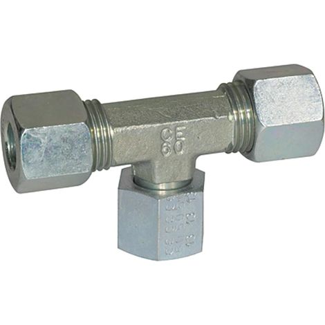 Raccord en T réglable - Cône d'étanchéité - Rotation à 360° - Écrou M22 x 1,5 i - Tube Ø 15 mm - PN max. 315 bar - Acier galvanisé (1/3)