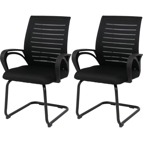 Lot de 2 chaises de salle à manger HWC-K51, chaises avec accoudoirs, tissu (250 g/m2) MVG - noir, st (1/5)