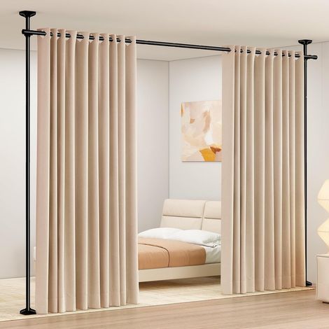 Tringles à Rideaux Verticales très résistantes, Cloison de séparation Pied de paravent, Paravent Interieur sans dommages - 227 à 312 cm (H) 71 à 178 cm (l) - Noir (1/5)