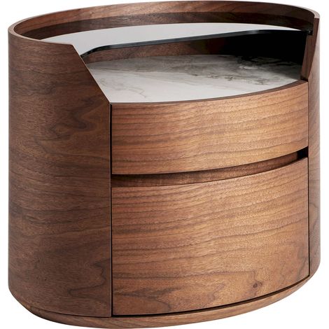 Table de chevet contemporaine en bois marron finition sablée - Bois marron finition sablée (1/5)