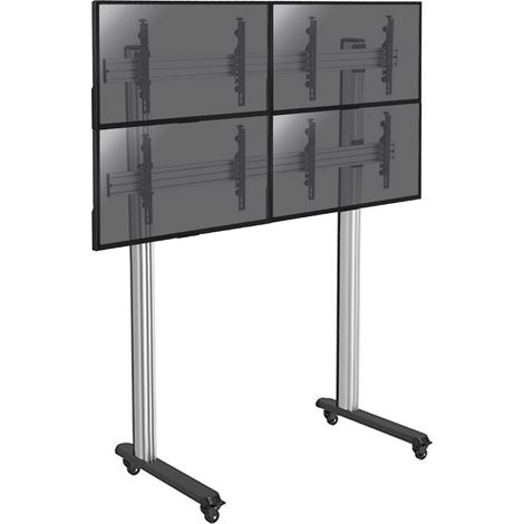 Support sur pieds mur d' images pour 4 écrans TV 45''-55'' - Hauteur 240cm - A roulettes (1/3)