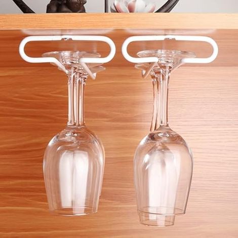 2 Pièces Porte Verres à Vin Mural en Fer, Support pour verre à vin en métal, Verre Suspendu Porte Verres, pour Utilisé Dans le Bar, Armoire à Vin, Cuisine(Blanc) (1/4)