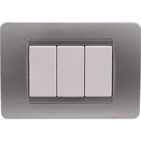 PLACCA BTICINO MATIX COMPATIBILE 3 4 6 MODULI COLORE SILVER COMPATIBILE MATIX 3 Moduli (1/2)