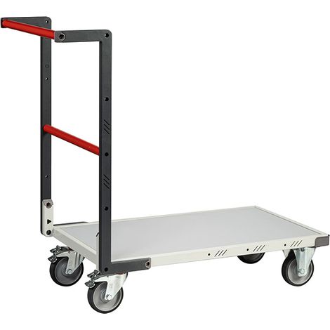 Chariot modulable un dossier fixe à tube - Plateau 850x495mm - Charge max 250kg - Roues thermoplastiques - Livré à monter - 804721120 (1/3)
