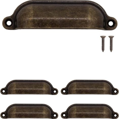 Poignées de tiroirs, poignées de meubles, fer, pour meubles, buffets, coffres, commodes vintage, bronze antique design rétro style maison de campagne, 100 x 26 mm, lot de 4 (1/5)