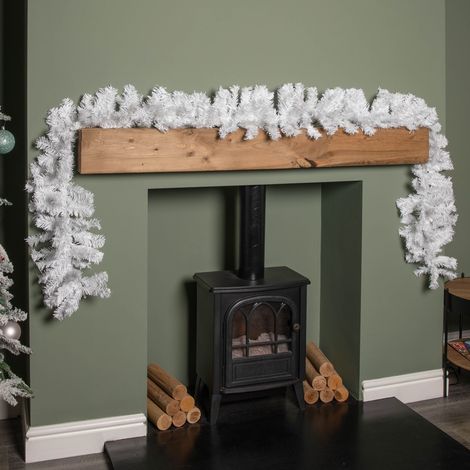 2.7m (9ft) White Christmas Garland with PVC Branches (1/5)
