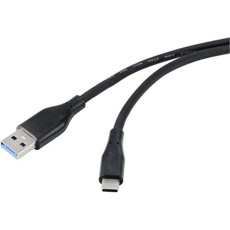 Trywise Câble USB USB 3.2 Gen1 (USB 3.0) USB-A mâle, USB-C® mâle 0.50 m noir gaine en PVC, très flexible RF-4995170 W043632 (1/4)