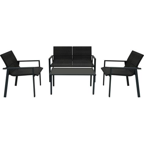 Rattan Patio Furniture Set - Black