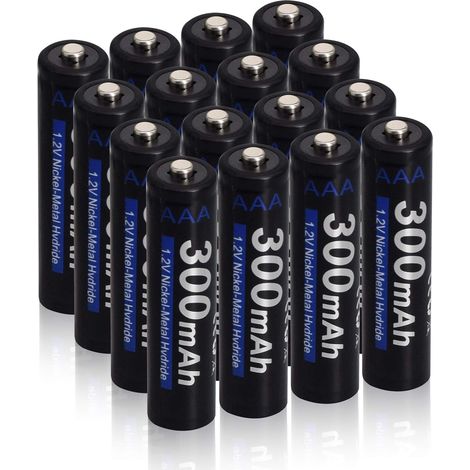 Batterie AAA 300 mAh NiMH 1,2 V Rechargeable solaires Piles, pour Lampes-solaires, Lampes de Jardin, balisages Solaire, éclairages Solaire LED d'extérieur, Souris, réveils, Jouets(16 pièces) (1/5)