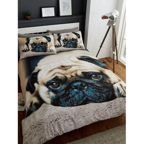 Parure de lit 2 Places avec Housse de Couette en Polycoton Motif Carlin 3D