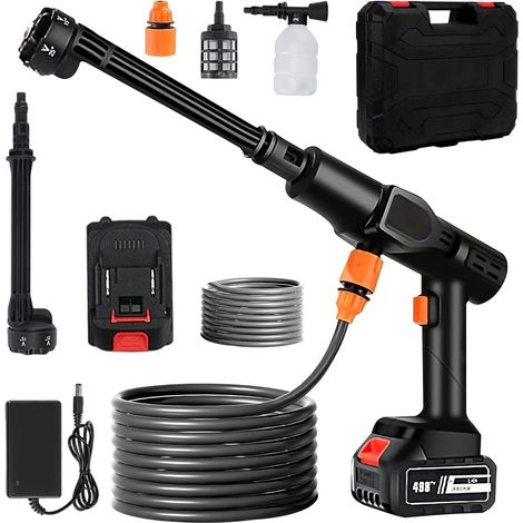 Cordless Pressure Washer with Rechargeable Battery Included, High Pressure Gun with 6 in 1 Adjustable Nozzle and 5m Hose for Car, Garden, Patio, Home and Watering (1/5)