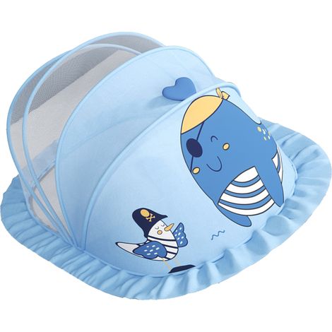 Tente-lit moustiquaire pour bébé, portable, sans fond, respirante et pliable, bleue. (1/5)