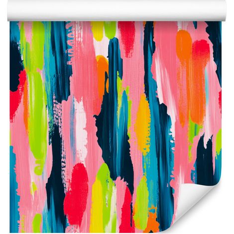 Papier peint à motifs de coups de pinceau, rose poudré et bleu marine, 50 x 1000 cm (1/5)